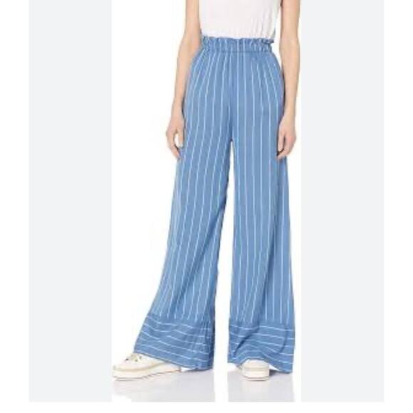 Billabong Flip Out High Waist Wide Leg Striped Beach Pant Blue Size Small - Picture 1 of 8